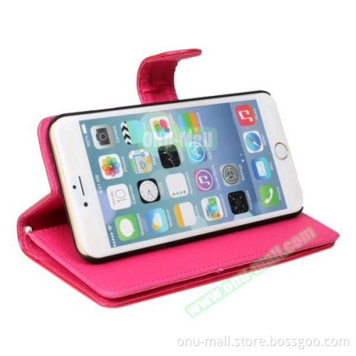 Top Grade Multifunctional Flip Wallet Leather Case for iPhone 6 Plus 5.5 Inch with Card Holder and Lanyard